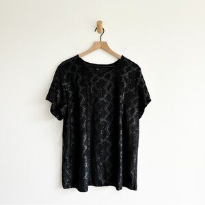 Torrid Black Snakeskin Print Velvet High Neck Tee Shirt Size 3 (3X)